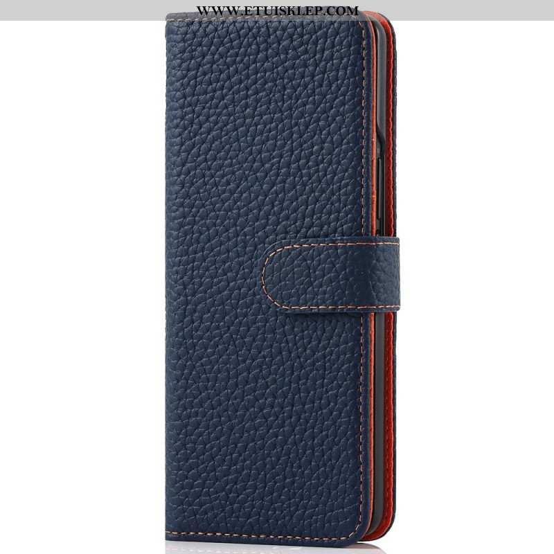 Etui Folio do Samsung Galaxy Z Fold 3 5G Oryginalna Skórzana Obsadka Do Pióra Litchi